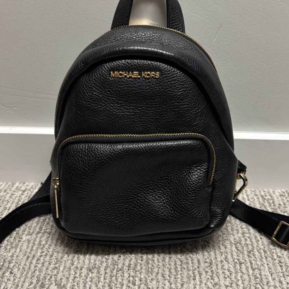Michael Kors Black Backpack with Gold Accents